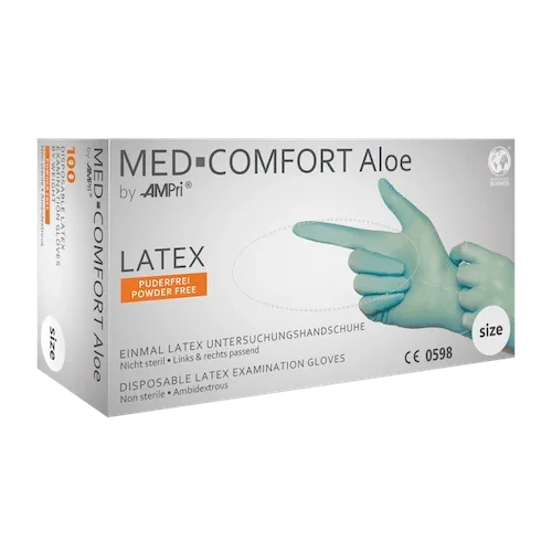 Med-Comfort Aloe Latexhandschuhe puderfrei, mintgrün
