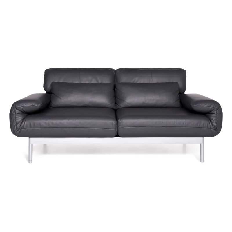Rolf Benz Plura Designer Leder Sofa Grau Zweisitzer Couch #8972