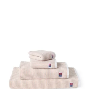 LEXINGTON Original Handtuch weiß / tan gestreiftes