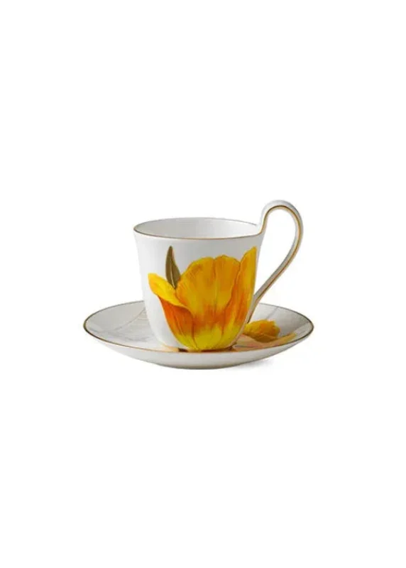 Royal Copenhagen Flora hoher Henkelbecher mit Untertasse, Tulip