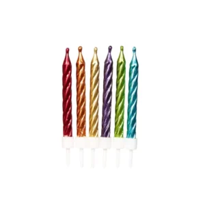 Bougies d'anniversaire pour gâteau métallisées multicolores