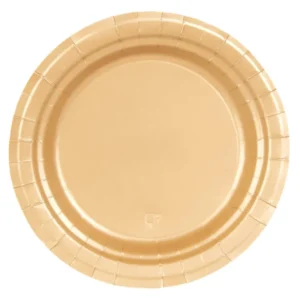 Assiettes en carton doré mat pour fête rondes
