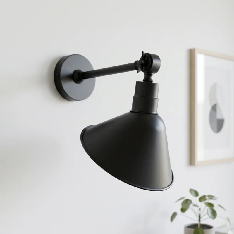 Industrielle Wandleuchte, Schwarz und Gold, Verstellbar-Wandstrahler-E27~3783