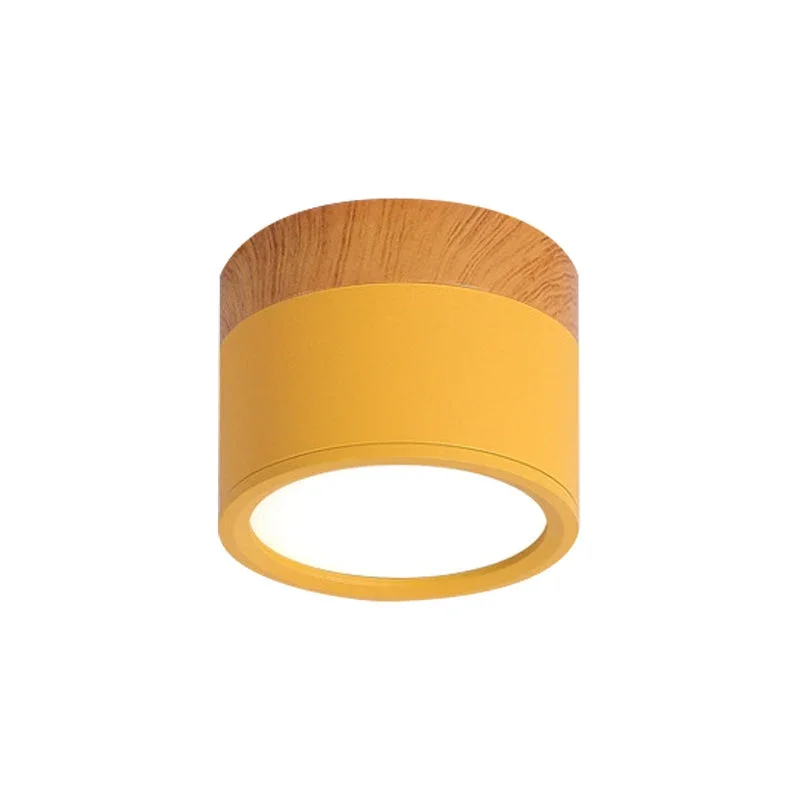 Moderne Macaron Deckenlampe – Kompakte Metall/Holz Deckenleuchte für Küche und Bar in Gelb, Karnzau und Schwarz | Karnz