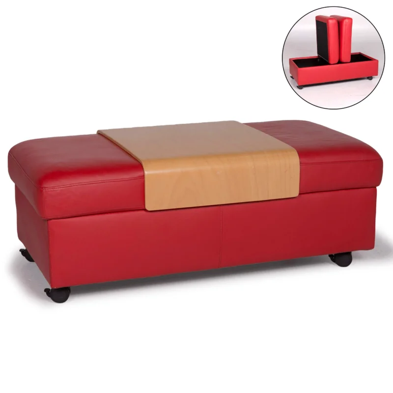 Stressless Leder Hocker Rot #11257
