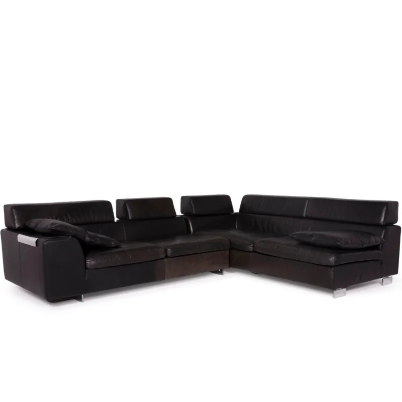 Machalke Black Jack Leder Sofa Schwarz Ecksofa #11665
