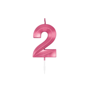 2 Jaar Kaars Roze Metallic 6cm van WeFiesta koop je bij Partywinkel