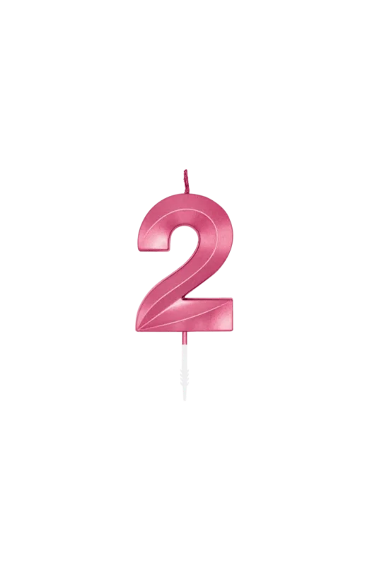 2 Jaar Kaars Roze Metallic 6cm van WeFiesta koop je bij Partywinkel