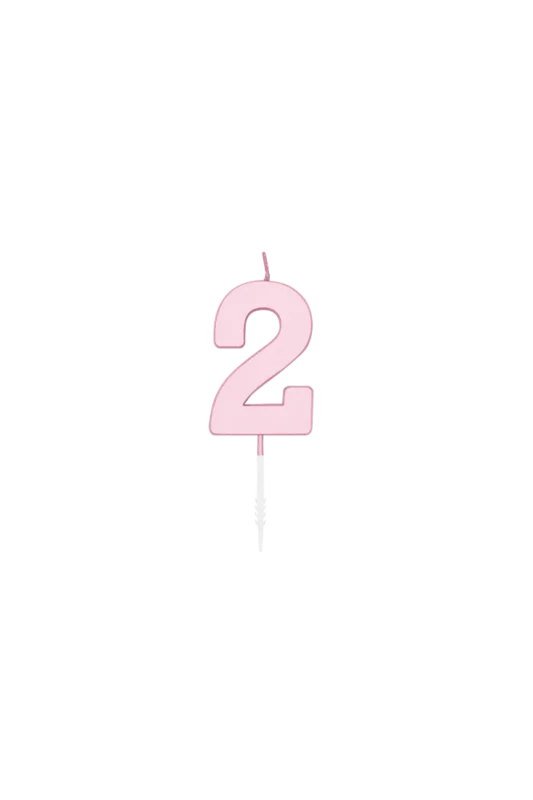 2 Jaar Kaars Roze Pastel 4,5cm van WeFiesta koop je bij Partywinkel