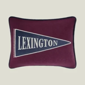 LEXINGTON Kissen aus Wollmischung mit Flaggenlogo-Patch 40 x 30, feige/dunkelblau/hellbeige