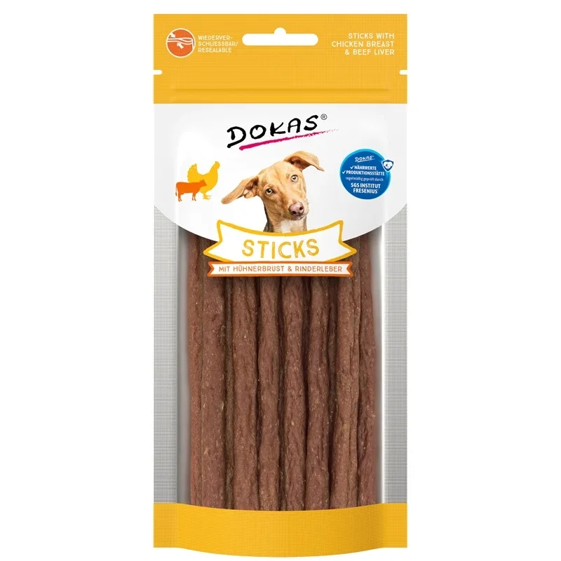 Dokas Hund Snack Sticks mit Hühnerbrust und Rinderleber zoo-de