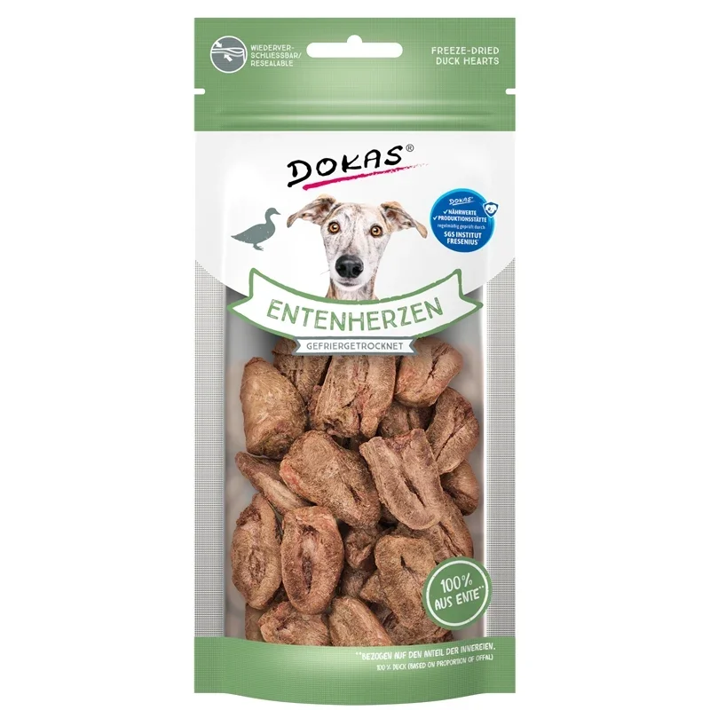 Dokas Hund Snack Entenherzen gefriergetrocknet zoo-de