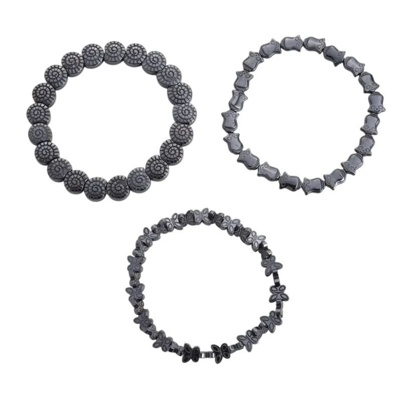 3er-Set flexible Hämatit Armbänder - 195 ct.
