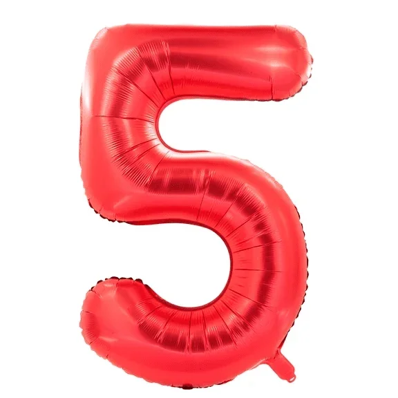 5 Jaar Cijfer Ballon Rood 1m van VDV Benefit koop je bij Partywinkel