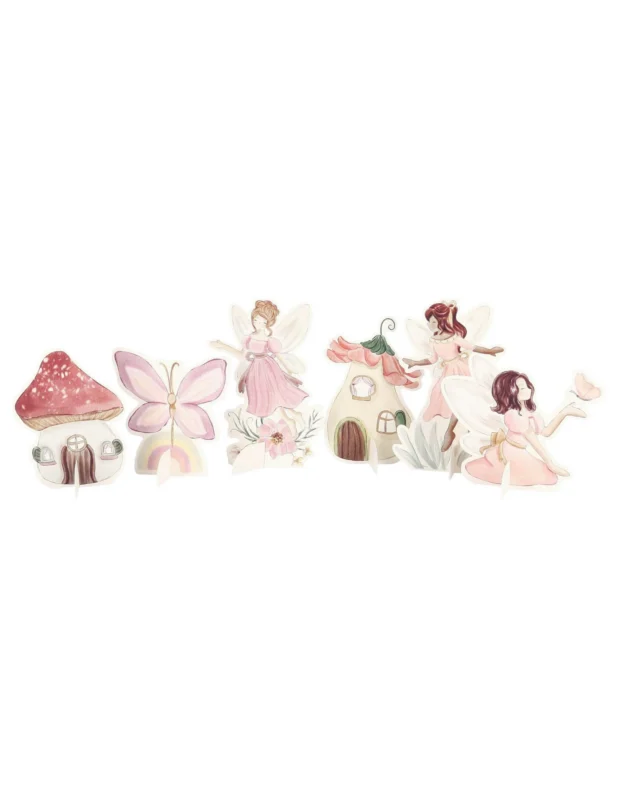 6 décorations à poser fée pour fête rose pastel univers enchanté