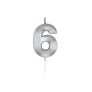 6 Jaar Kaars Zilver Metallic 6cm van WeFiesta koop je bij Partywinkel