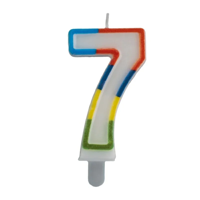 7 Jaar Kaars Gekleurde Rand 7cm van VDV Benefit koop je bij Partywinkel