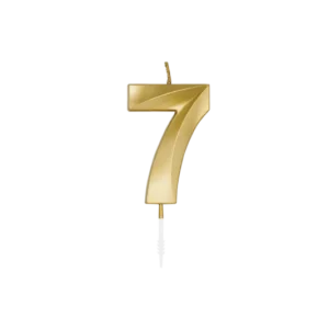 7 Jaar Kaars Goud Metallic 6cm van WeFiesta koop je bij Partywinkel