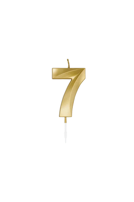 7 Jaar Kaars Goud Metallic 6cm van WeFiesta koop je bij Partywinkel