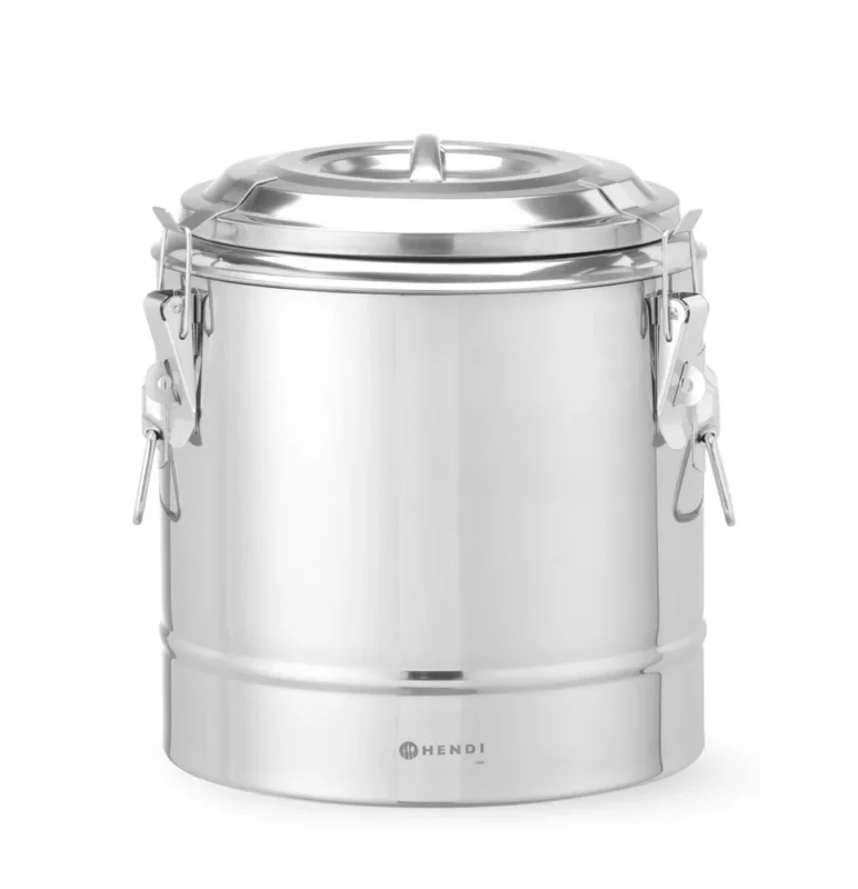 HENDI Isolierter tragbarer Behälter – Kitchen Line – 11 l – Silber – Ø 300 × H 345 mm – Produktansicht