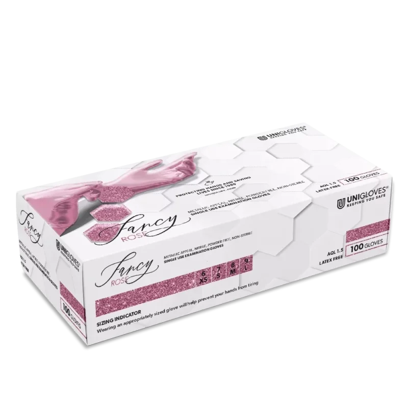 UNIGLOVES FANCY Rose Nitrilhandschuhe 100 Stück – puderfrei