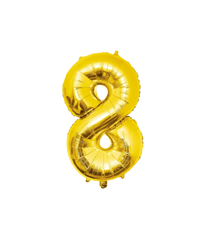 8 Jaar Cijfer Ballon Goud Leeg 86cm van Paper Dreams koop je bij Partywinkel