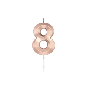 8 Jaar Kaars Rose Goud Metallic 6cm van WeFiesta koop je bij Partywinkel