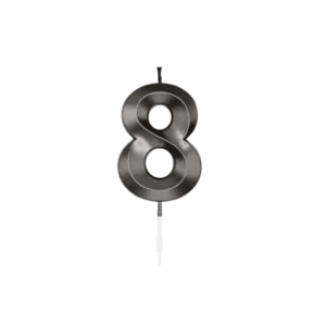 8 Jaar Kaars Zwart Metallic 6cm van WeFiesta koop je bij Partywinkel