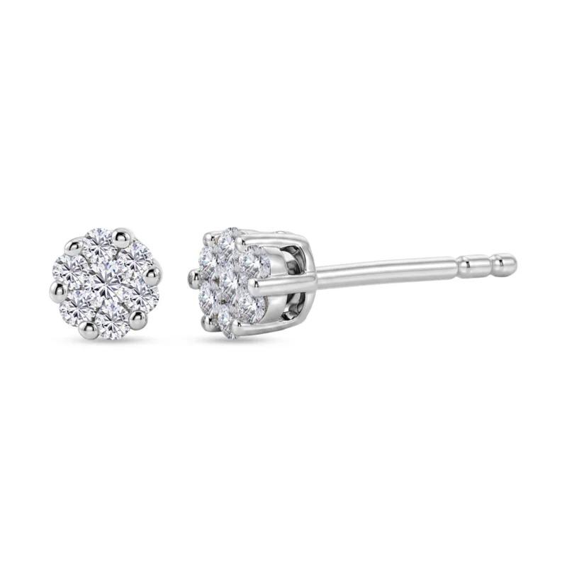 D'Joy Weißer Diamant Ohrringe 925 Silber Rhodiniert (10-15 Werktage Lieferzeit) ca. 0.15 ct