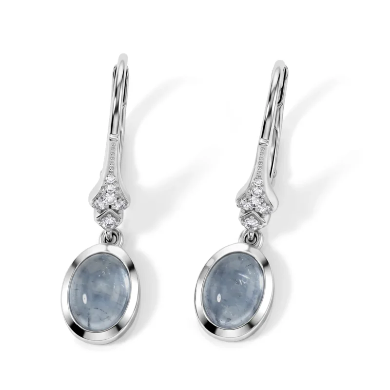 EVER TRUE Milky Aquamarin, Weißer Zirkon Ohrringe Reine Bronze ca. 2.94 ct