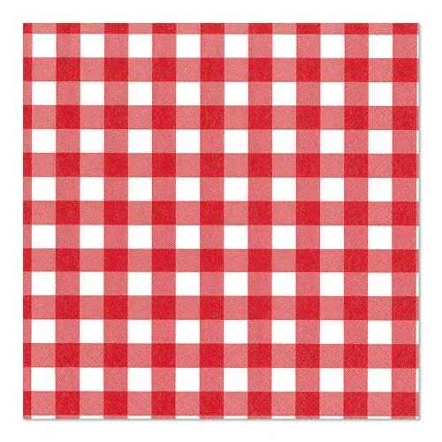 PAPSTAR 100 Servietten, 3-lagig (33 x 33 cm), von PAPSTAR GmbH – rote und weiße Karomuster im zeitlosen Design, ideal für stilvolle Tischdekorationen.