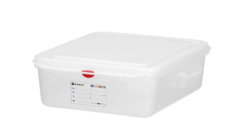 HENDI GN 1 / 2 Behälter – Polypropylen – 6 – 5 l – Transparent – Rechteckig – 325 × 265 × H 100 mm – Produktansicht