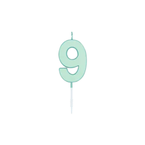 9 Jaar Kaars Mintgroen Pastel 4,5cm van WeFiesta koop je bij Partywinkel