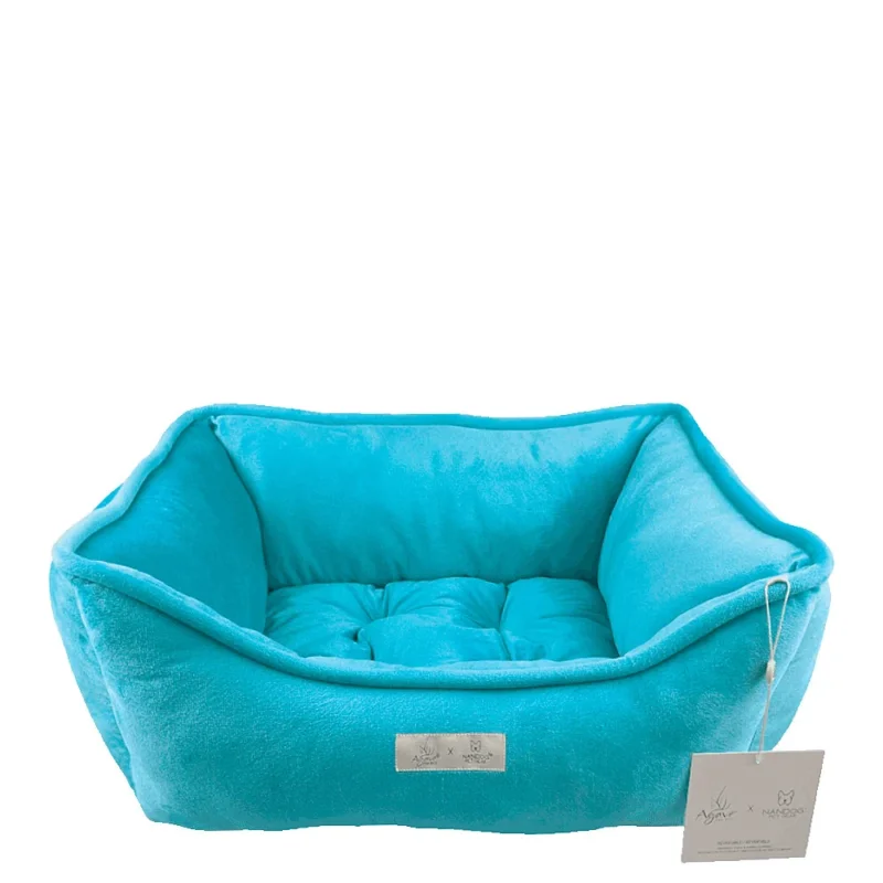 Agave Pet Lettino Reversibile in Micro-Peluche Verde Petrolio 55x45cm