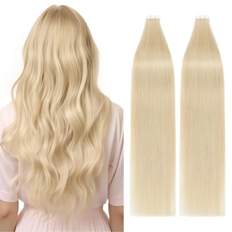 Blond Tape Extensions Echthaar 50cm - 40 Stück Remy Haarverlängerung
