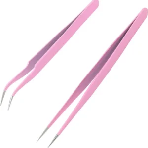 Pinzette Set Spitz Professionell Wimpern Edelstahl Gebogen Gerade