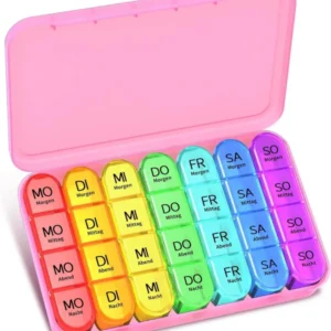 Tablettenbox 7 Tage BPA Frei Pillendose 4 Fächer Medikamentenbox