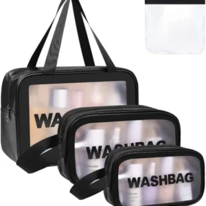 Transparente Kosmetiktasche Set 4tlg. wasserdicht & auslaufsicher