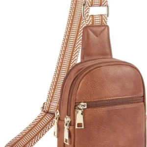 Telena Damen Bauchtasche Crossbody Bag Kunstleder Sling Braun