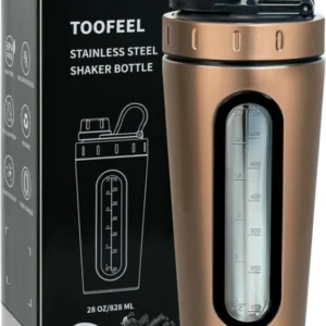 Edelstahl Shaker Flasche mit Schneebesen und Fenster, auslaufsicher