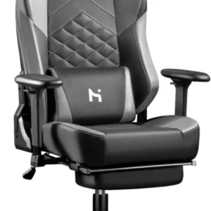 Ergonomischer Gaming Stuhl Rückenlehne verstellbar Grau-Schwarz