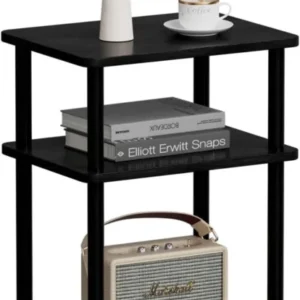3 Tier Beistelltisch Schwarz Stabiler Holztisch 40x30x61.5cm