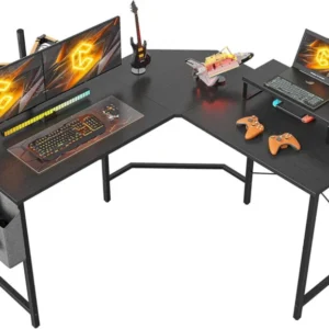 Gaming Tisch Cubiker Schwarz L-Form Monitorständer Stauraum 150x120cm