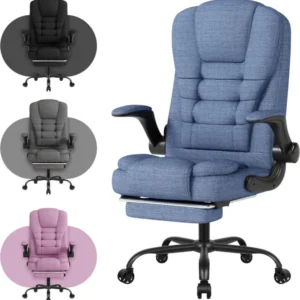 Gaming Stuhl Ergonomisch mit Fußstütze Blau Mesh Bürostuhl