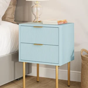 Nachttisch mit 2 Schubladen Modern Boho Nachtkommode Blue