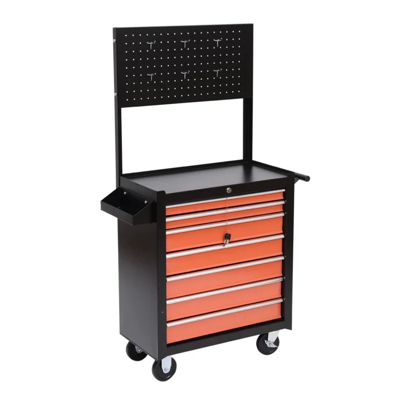 easycomfort easycomfort carrello porta utensili attrezzi con cassettiera nero e arancione 61.5x33x76cm