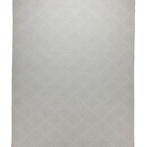 Handwebteppich Wolle Rautenmuster creme 160x230 cm – Produktfoto auf weißem Hintergrund
