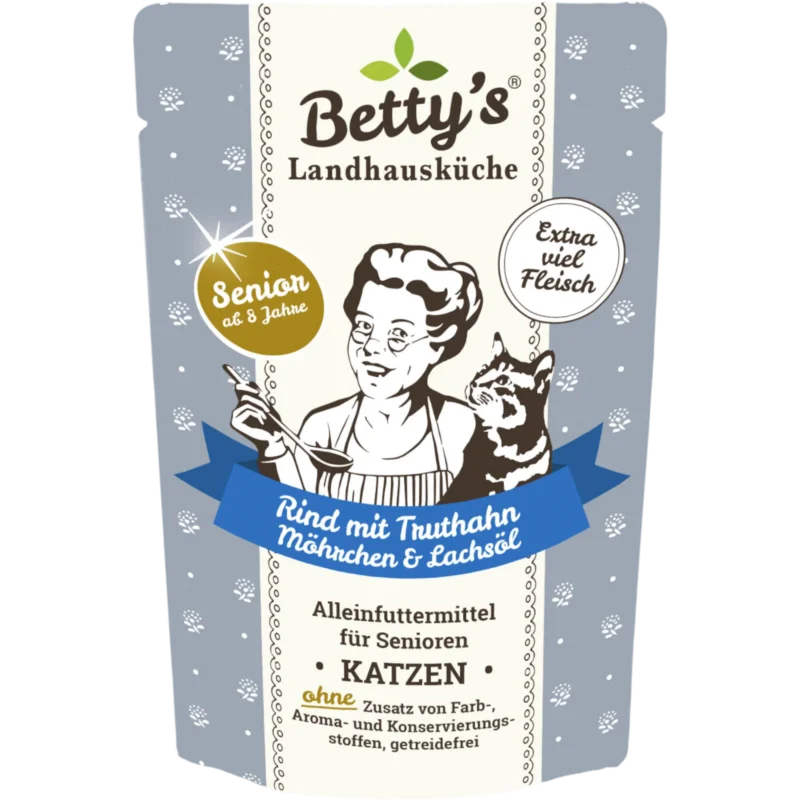 Betty´s LHK Cat - Frischebeutel mit Rind, Truthahn & Möhrchen für Senior