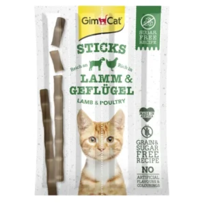 GimCat Sticks Lamm & Geflügel Katzensnack, Packung mit 4 Sticks
