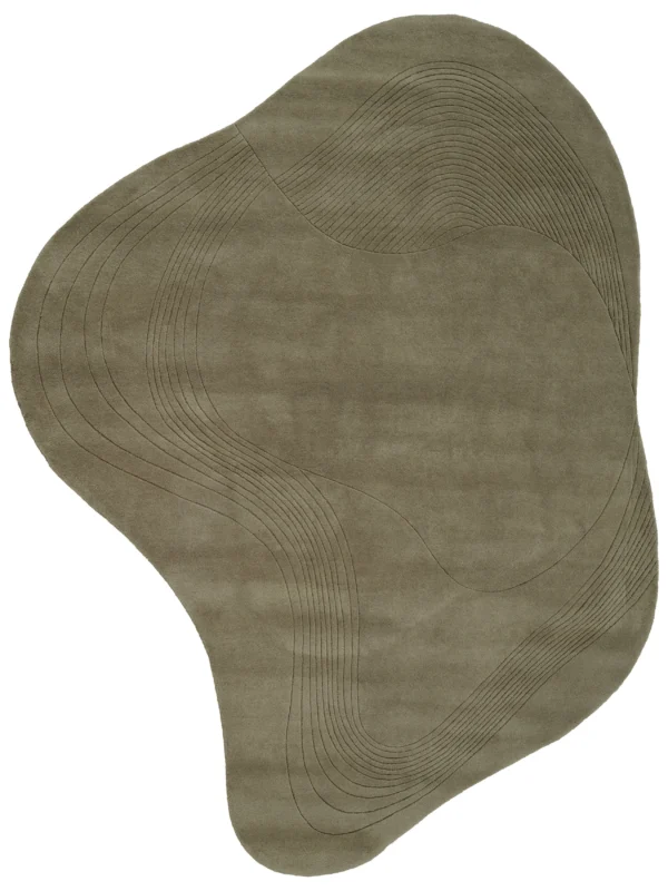 Fluid Arc Teppich, Olive von Linie Design